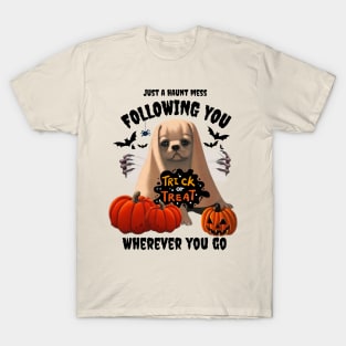 Funny Halloween American Bulldog Puppy in Cheesecloth Pumpkin Halloween T-Shirt